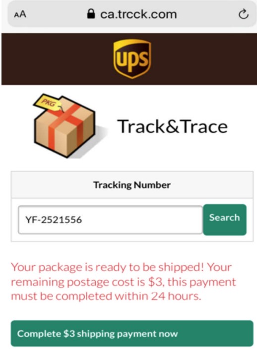 UPS Delivery scam email Easykey