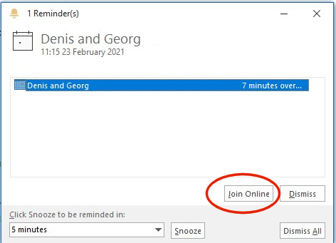 outlook reminder to join